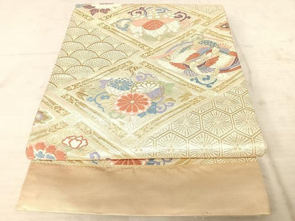 平和屋着物◎六通柄袋帯 鳳凰花文 金糸 正絹 逸品 AAAW8936yx