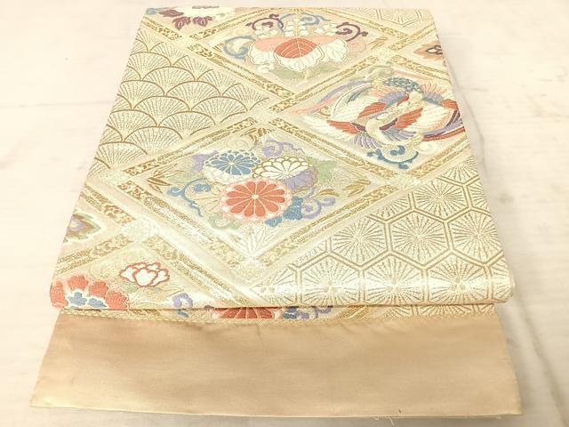 平和屋着物◎六通柄袋帯 鳳凰花文 金糸 正絹 逸品 AAAW8936yx
