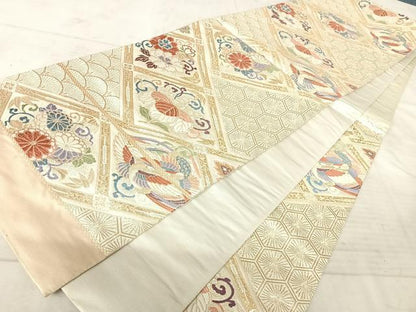 平和屋着物◎六通柄袋帯 鳳凰花文 金糸 正絹 逸品 AAAW8936yx