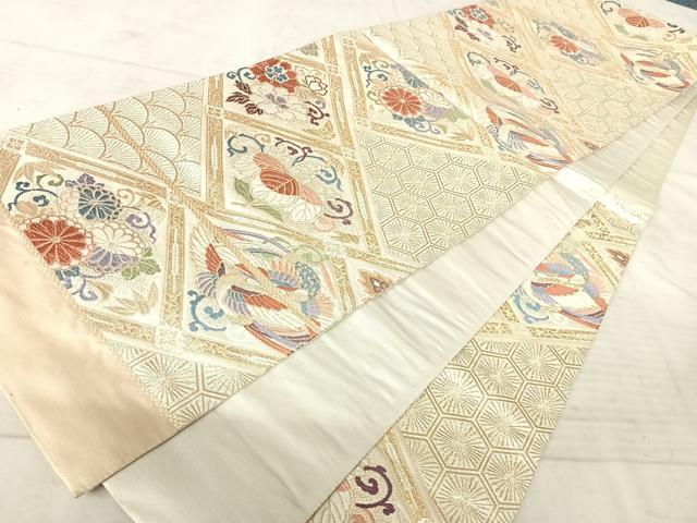 平和屋着物◎六通柄袋帯 鳳凰花文 金糸 正絹 逸品 AAAW8936yx