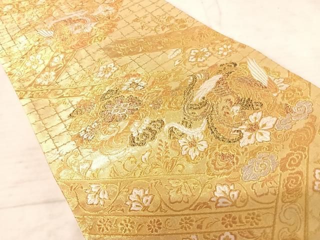 平和屋着物◎六通柄袋帯 唐織 鳳凰花文 金銀糸 正絹 逸品
