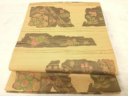 平和屋着物◎六通柄袋帯　花鳥文　正絹　逸品　AAAW8951yx