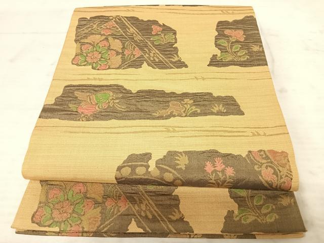 平和屋着物◎六通柄袋帯　花鳥文　正絹　逸品　AAAW8951yx