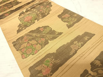 平和屋着物◎六通柄袋帯　花鳥文　正絹　逸品　AAAW8951yx
