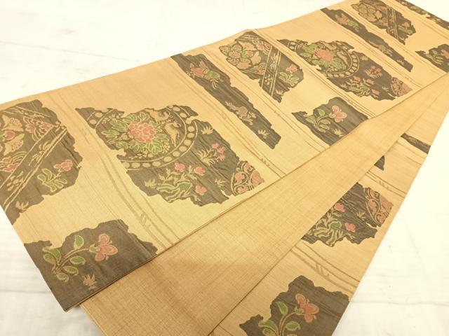 平和屋着物◎六通柄袋帯　花鳥文　正絹　逸品　AAAW8951yx