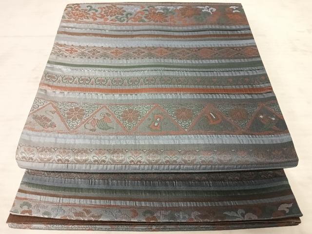 平和屋着物◎六通柄袋帯 横段花文 正絹 逸品 AAAW8955yx