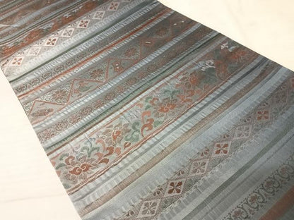 平和屋着物◎六通柄袋帯 横段花文 正絹 逸品 AAAW8955yx