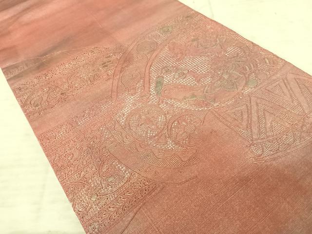 袋帯 中国三大刺繍 相良刺繍 長尺 オシドリ 綴れ お太鼓柄 正絹 T-4480 袋帯 中国三大刺繍 相良刺繍 長尺 オシドリ 綴れ お太鼓柄 正絹
