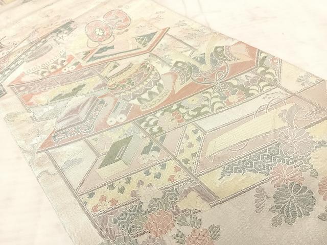 平和屋着物◎佐賀錦 六通柄袋帯 花鼓文 銀糸 正絹 逸品 AAAW8980yx