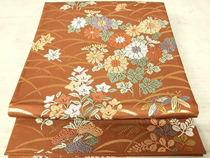 平和屋着物◎六通柄袋帯 唐織 草花文 正絹 逸品 AAAW8984yx