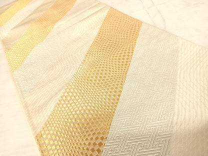 平和屋着物◎六通柄袋帯 斜縞 金銀糸 正絹 逸品 AAAW8990yx