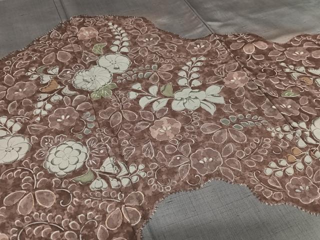平和屋着物●訪問着 紬地 辻が花 手描き 暈し染め 金彩 正絹 逸品 AAAW9097zg