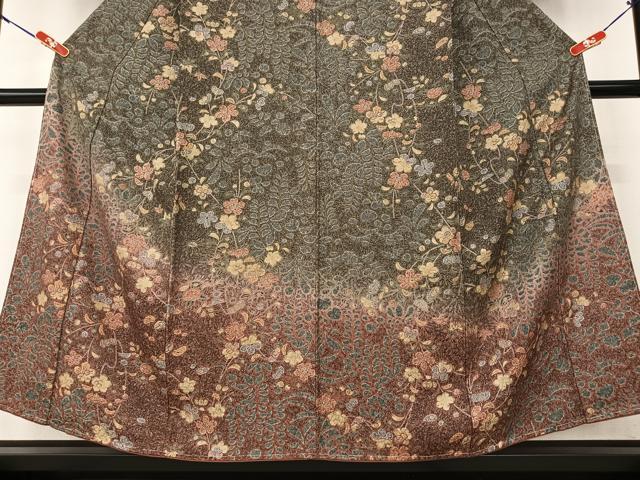 平和屋着物●訪問着　草花文　暈し染め　正絹　逸品　未使用　AAAW9098zg