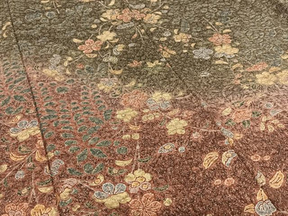 平和屋着物●訪問着　草花文　暈し染め　正絹　逸品　未使用　AAAW9098zg