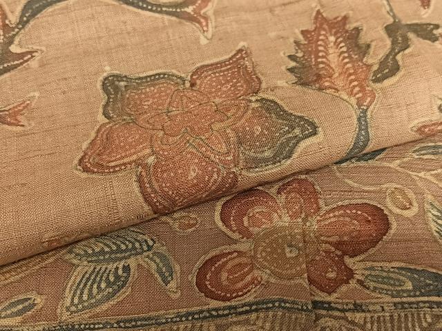 平和屋着物●訪問着　紬地　ろうけつ染め　バティック　更紗花文　正絹　逸品　未使用　AAAW9107zg