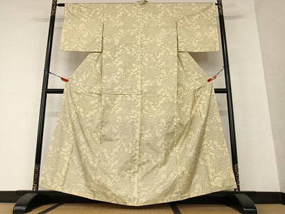 平和屋着物●本場大島紬 白大島 更紗花文 正絹 逸品 AAAW9108zg