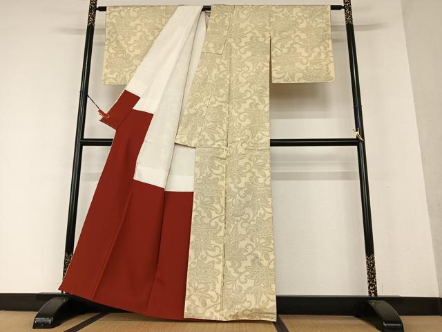 平和屋着物●本場大島紬 白大島 更紗花文 正絹 逸品 AAAW9108zg