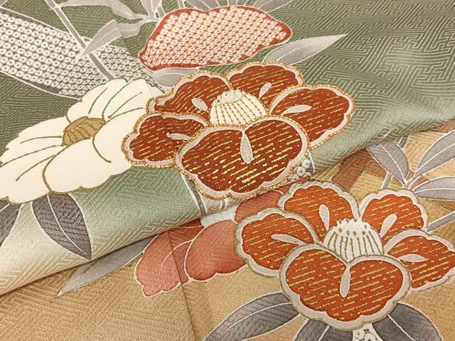 平和屋着物●訪問着　駒刺繍　花籬文　暈し染め　金彩　正絹　逸品　AAAW9115zg