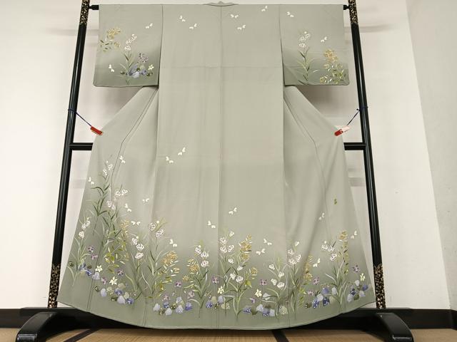 平和屋着物●本加賀友禅作家　柴田静代　訪問着　花蝶文　暈し染め　正絹　逸品　AAAW9116zg