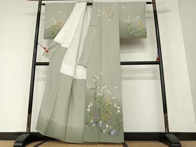 平和屋着物●本加賀友禅作家　柴田静代　訪問着　花蝶文　暈し染め　正絹　逸品　AAAW9116zg