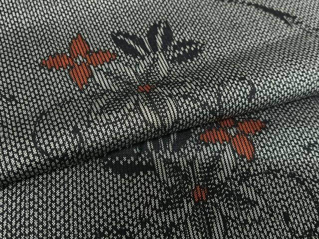 平和屋着物●上質な紬　枝花文　正絹　逸品　AAAW9129zg