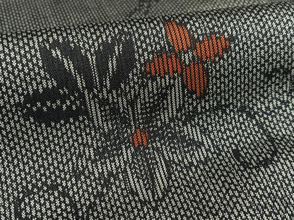 平和屋着物●上質な紬　枝花文　正絹　逸品　AAAW9129zg