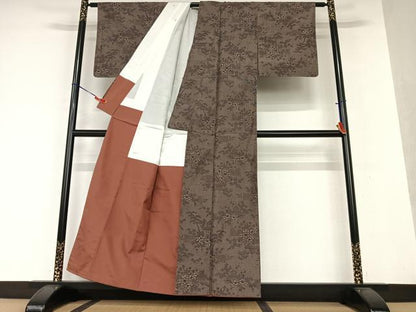 平和屋着物●本場大島紬 カタス7マルキ 風景文 枝桜 正絹 逸品 AAAW9134zg
