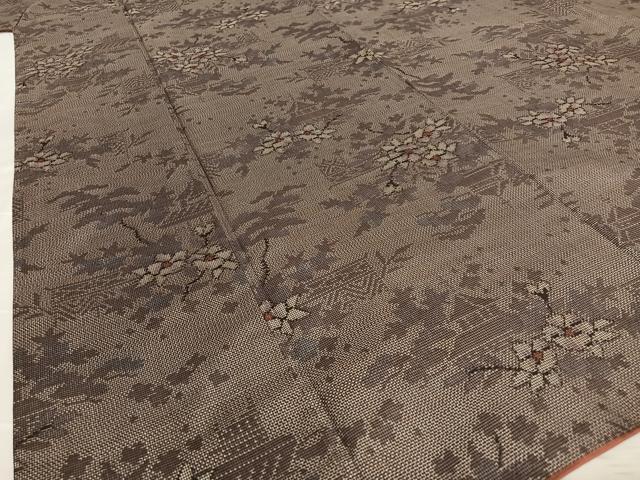 平和屋着物●本場大島紬 カタス7マルキ 風景文 枝桜 正絹 逸品 AAAW9134zg