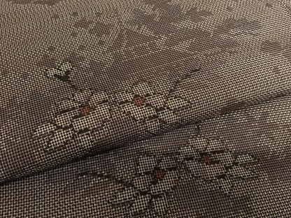 平和屋着物●本場大島紬 カタス7マルキ 風景文 枝桜 正絹 逸品 AAAW9134zg