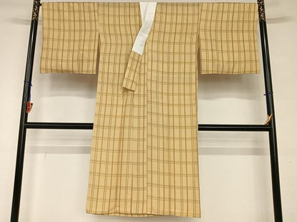 平和屋着物●長襦袢　無双仕立て　格子　正絹　逸品　AAAW9149zg