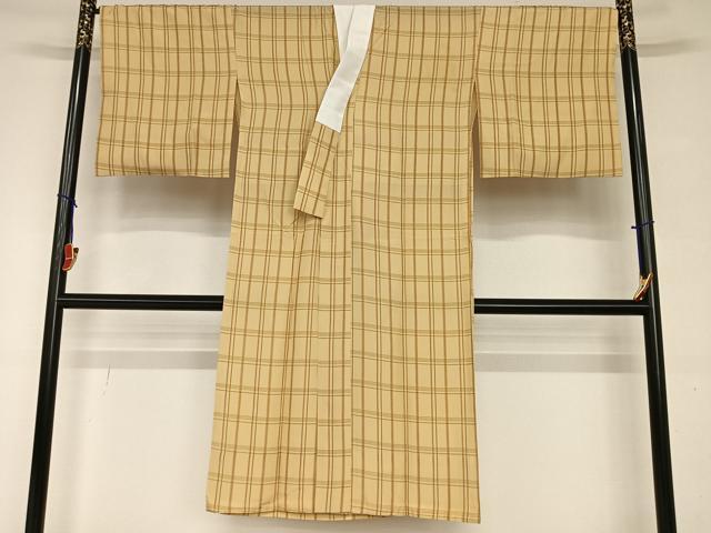 平和屋着物●長襦袢　無双仕立て　格子　正絹　逸品　AAAW9149zg