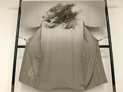 平和屋着物●男性 長襦袢 袷 手描き 龍 暈し染め 正絹 逸品 AAAW9150zg