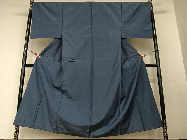 平和屋着物●男性 紬 アンサンブル 色無地 深縹色 正絹 逸品 AAAW9153zg