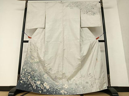 平和屋着物●神楽岡錻斉 本場大島紬 訪問着 白大島 辻が花 絞り 暈し染め 正絹 逸品 AAAW9157zg