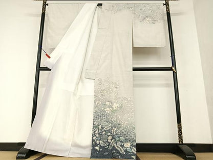 平和屋着物●神楽岡錻斉 本場大島紬 訪問着 白大島 辻が花 絞り 暈し染め 正絹 逸品 AAAW9157zg
