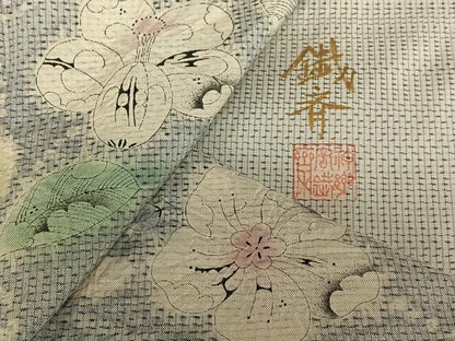 平和屋着物●神楽岡錻斉 本場大島紬 訪問着 白大島 辻が花 絞り 暈し染め 正絹 逸品 AAAW9157zg