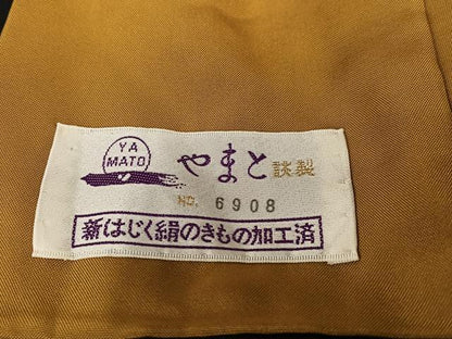 平和屋着物●結城紬 100亀甲 矢羽草花文 やまと誂製 正絹 逸品 AAAW9159zg
