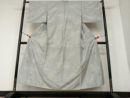 平和屋着物●本場大島紬 白大島 カタス9マルキ 総絣 葡萄蔦の葉文 正絹 逸品 AAAW9164zg