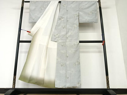 平和屋着物●本場大島紬 白大島 カタス9マルキ 総絣 葡萄蔦の葉文 正絹 逸品 AAAW9164zg