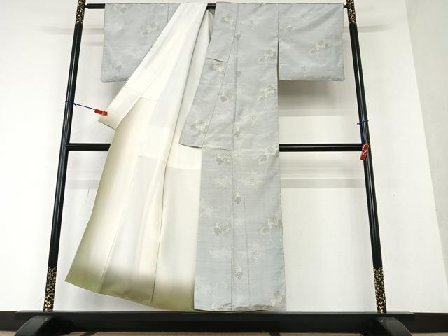 平和屋着物●本場大島紬 白大島 カタス9マルキ 総絣 葡萄蔦の葉文 正絹 逸品 AAAW9164zg