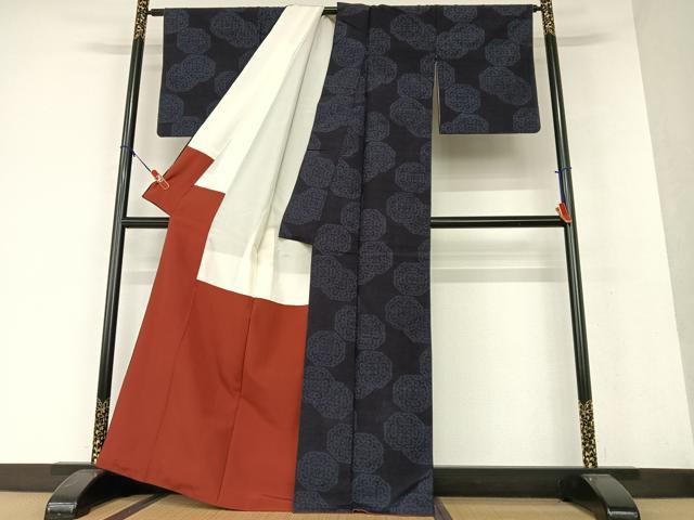 平和屋着物●結城紬 花亀甲文 正絹 逸品 AAAW9175zg