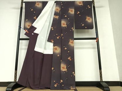 平和屋着物●上質な小紋 雪輪舞桜 暈し染め 正絹 逸品 AAAW9182zg