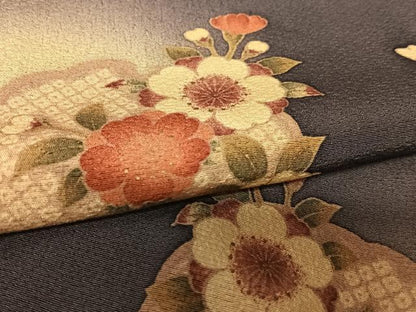 平和屋着物●上質な小紋 雪輪舞桜 暈し染め 正絹 逸品 AAAW9182zg