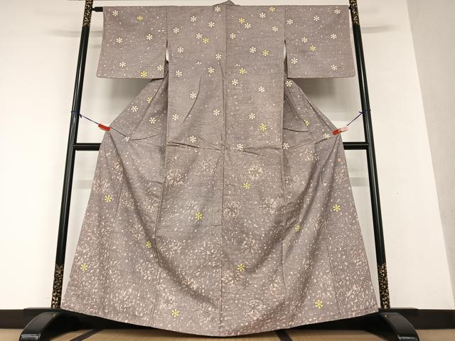 平和屋着物●訪問着 作家物 紬地 雪の結晶 正絹 逸品 AAAW9193zg