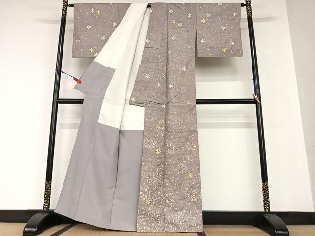 平和屋着物●訪問着 作家物 紬地 雪の結晶 正絹 逸品 AAAW9193zg