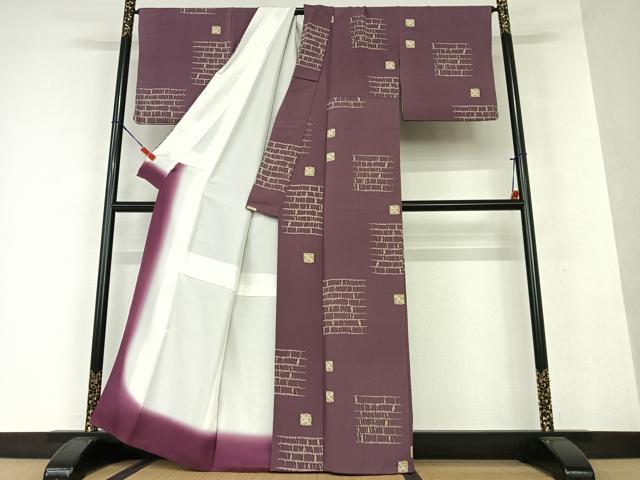 平和屋着物●上質な小紋　石畳　正絹　逸品　AAAW9211zg