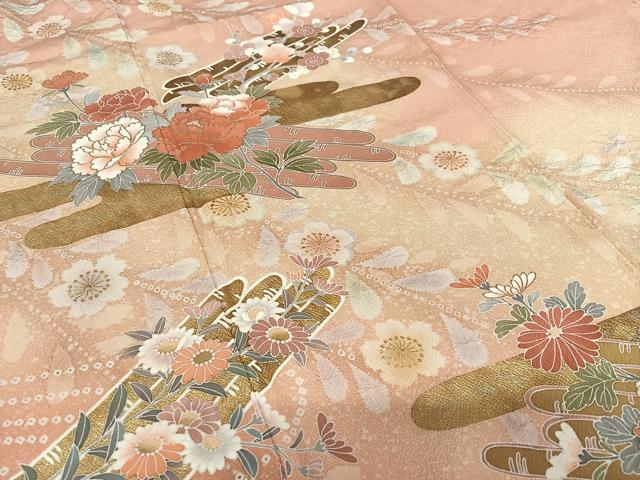 平和屋着物●訪問着 友禅 絞り 花筏文 暈し染め 金彩 正絹 逸品 AAAW9226zg