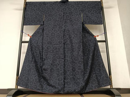 平和屋着物●結城紬 80亀甲 花尽し 正絹 逸品 AAAW9250zg
