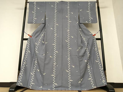 平和屋着物●上質な小紋 変わり市松花文 正絹 逸品 AAAW9251zg
