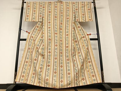 平和屋着物●訪問着 幾何学花間道 正絹 逸品 AAAW9255zg